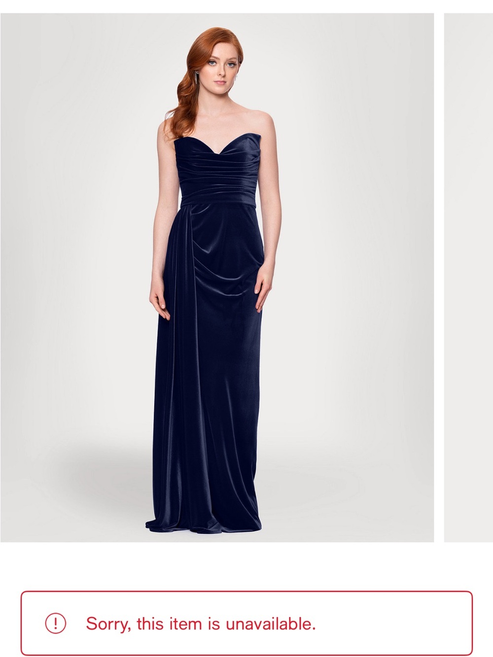 Blondie Nites Strapless Navy Velvet Gown